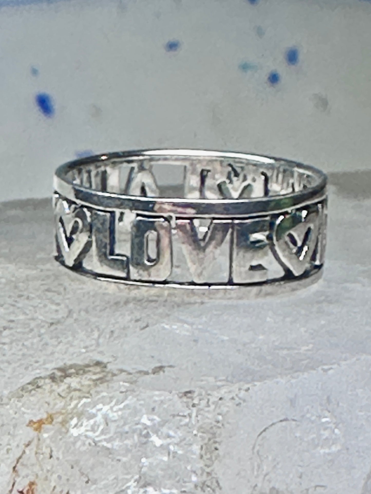Love Laugh Live Ring Vintage Band size 6.75 sterling silver women girls