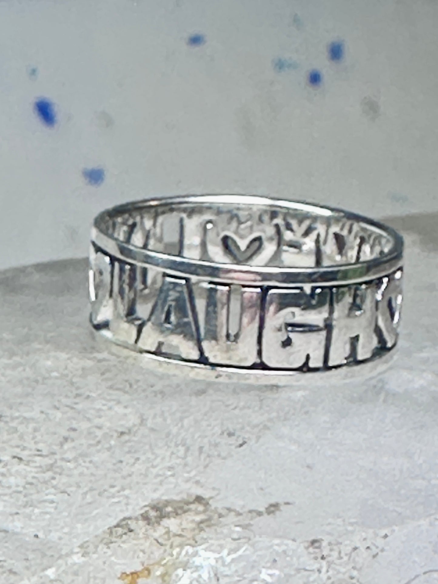 Love Laugh Live Ring Vintage Band size 6.75 sterling silver women girls