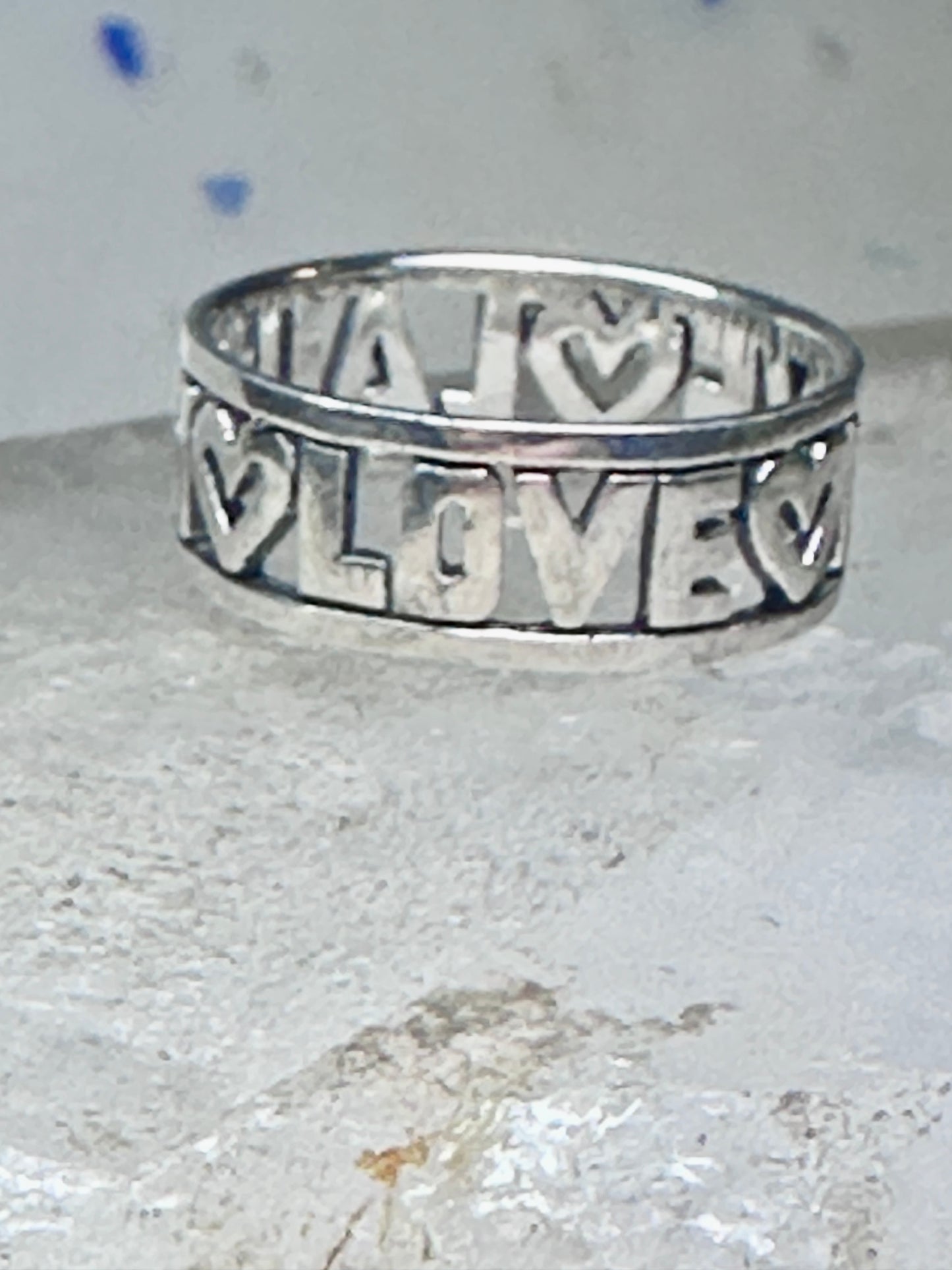 Love Laugh Live Ring Vintage Band size 6.75 sterling silver women girls