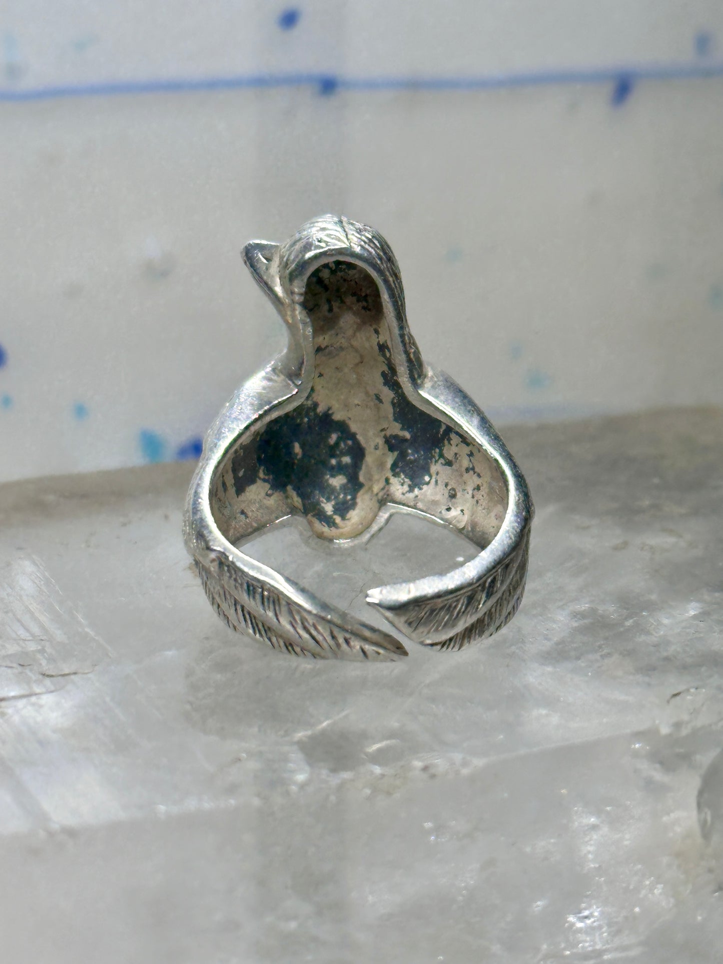 Bird ring sterling silver size 6 adj open band Peace dove women