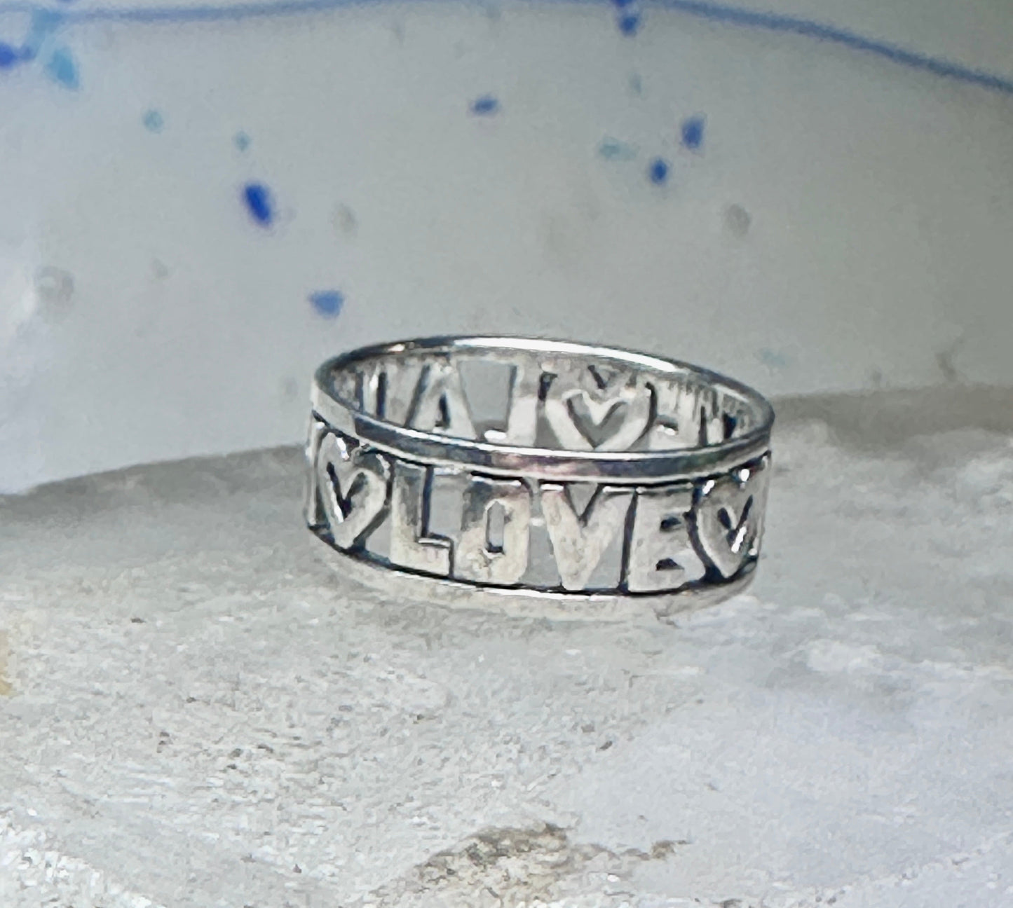 Love Laugh Live Ring Vintage Band size 6.75 sterling silver women girls