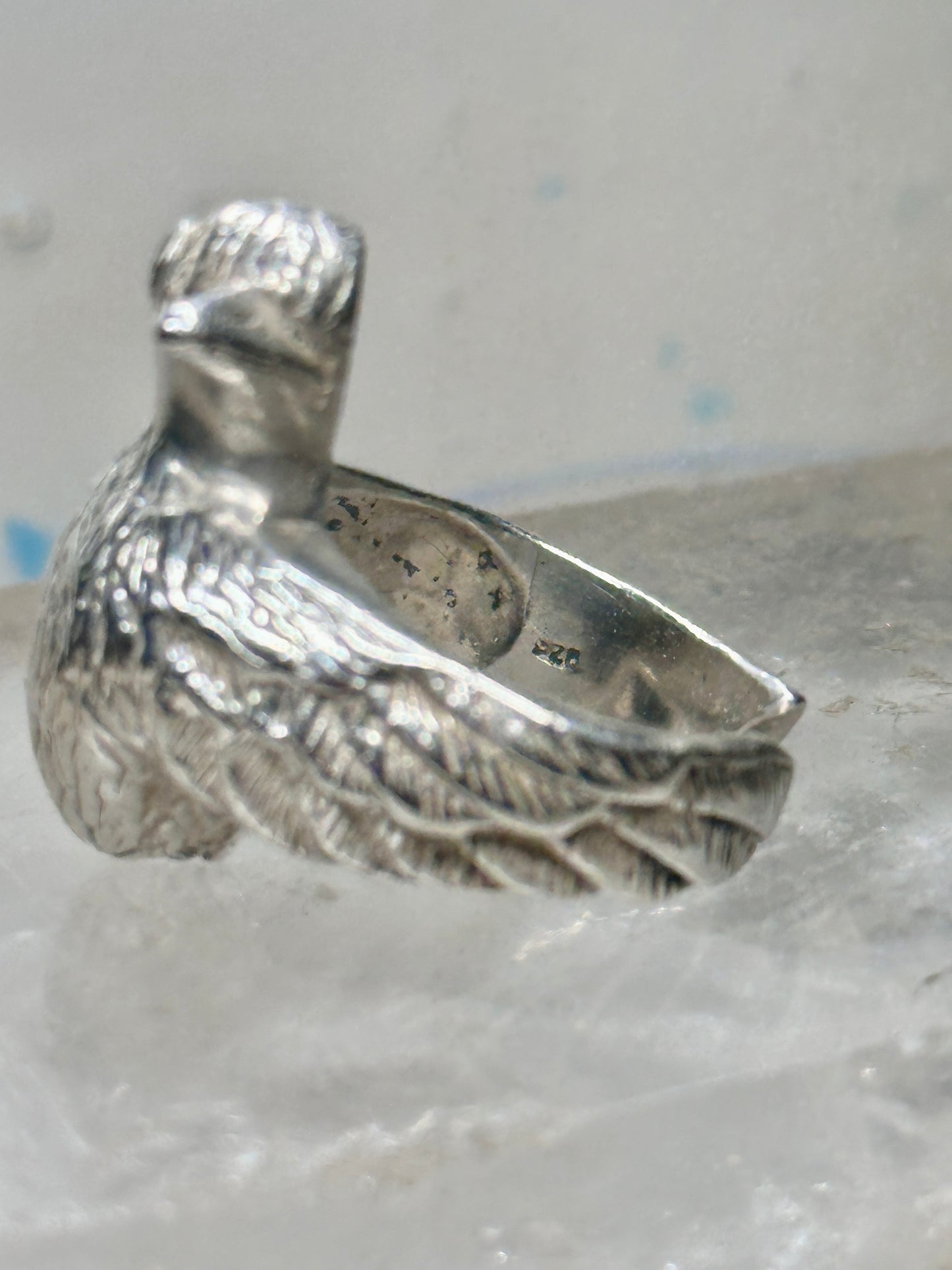 Bird ring sterling silver size 6 adj open band Peace dove women