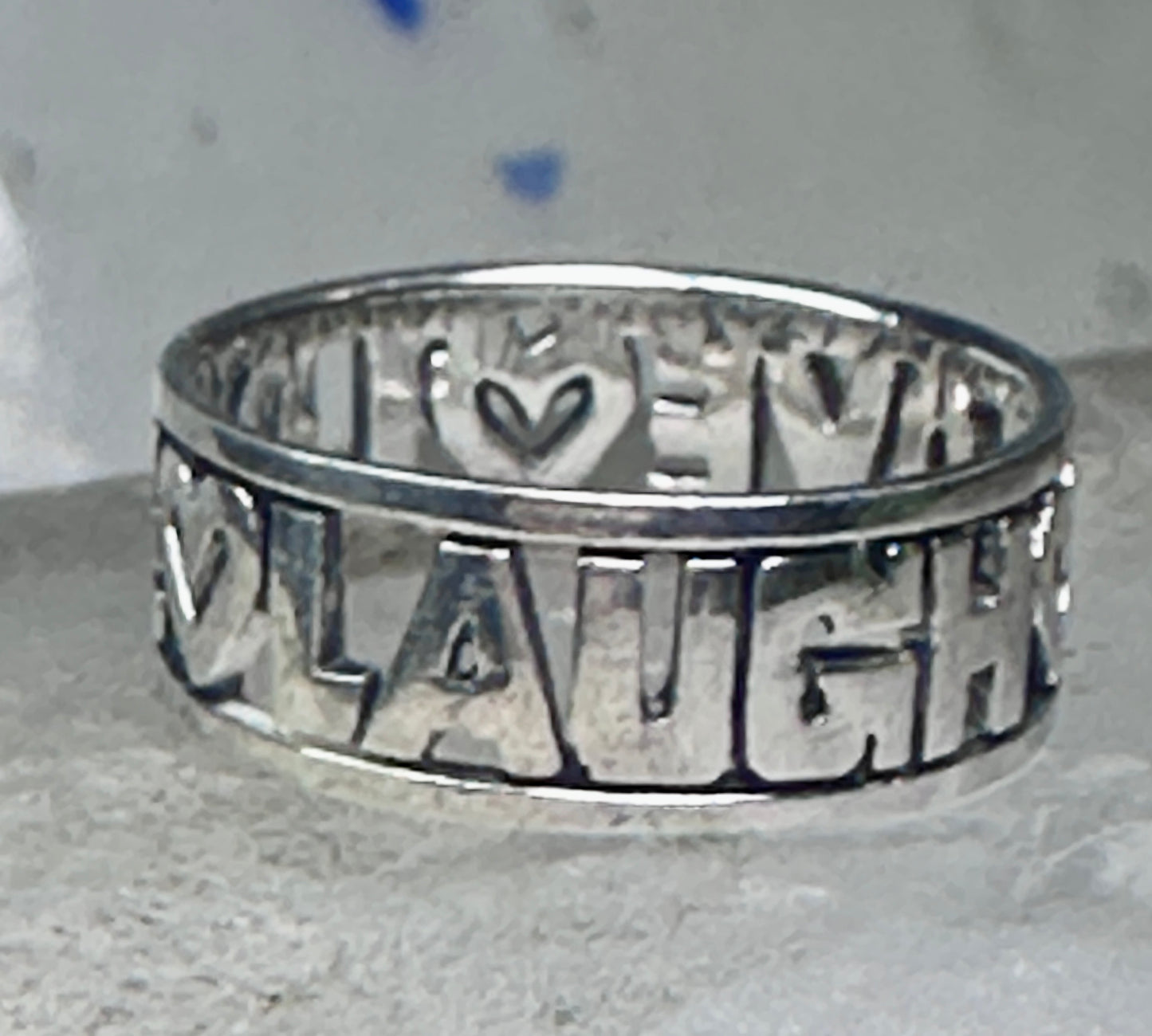 Love Laugh Live Ring Vintage Band size 6.75 sterling silver women girls