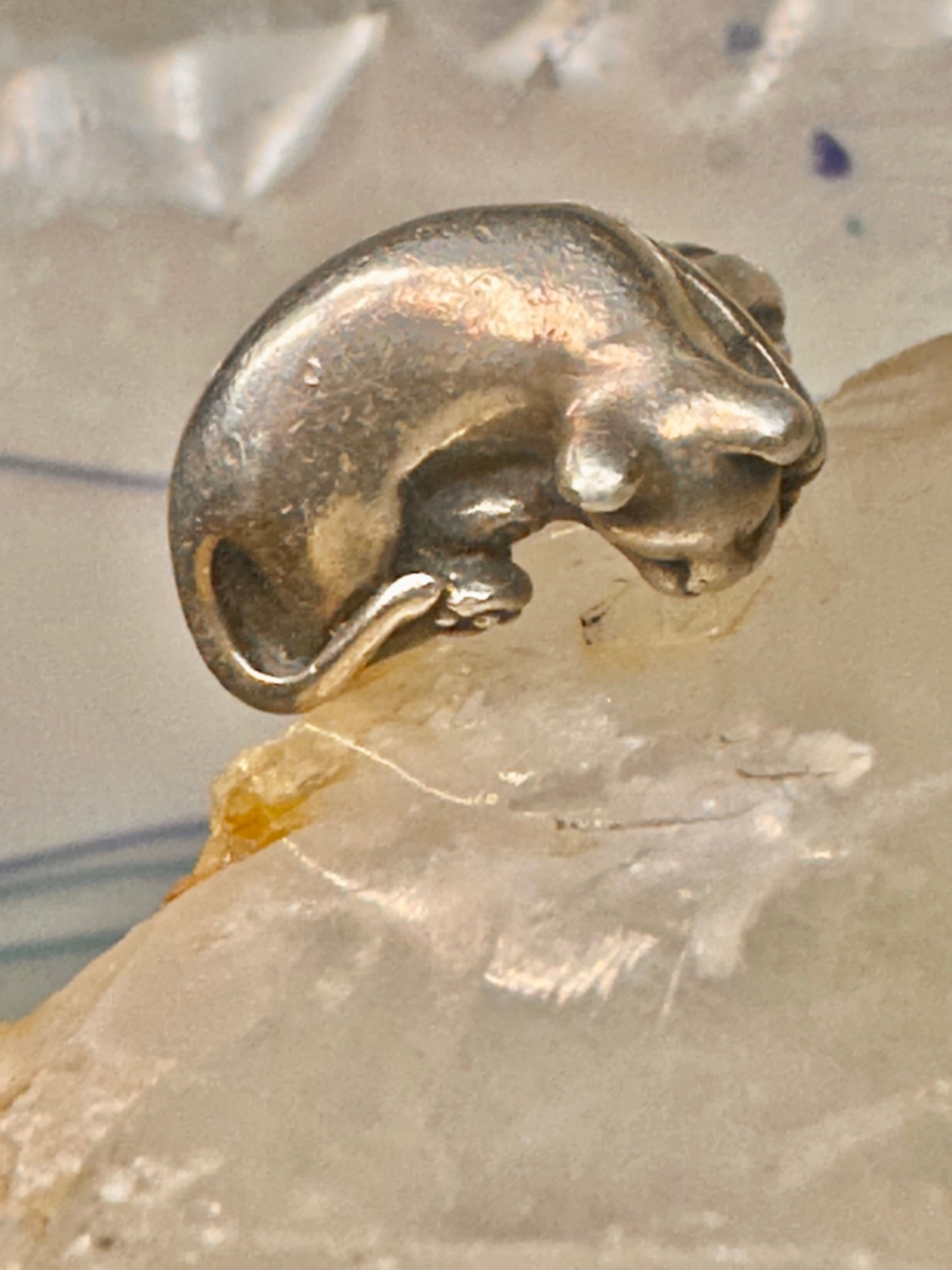 James Yesberger cat ring sleeping kitten band Size 5.75 sterling silver women