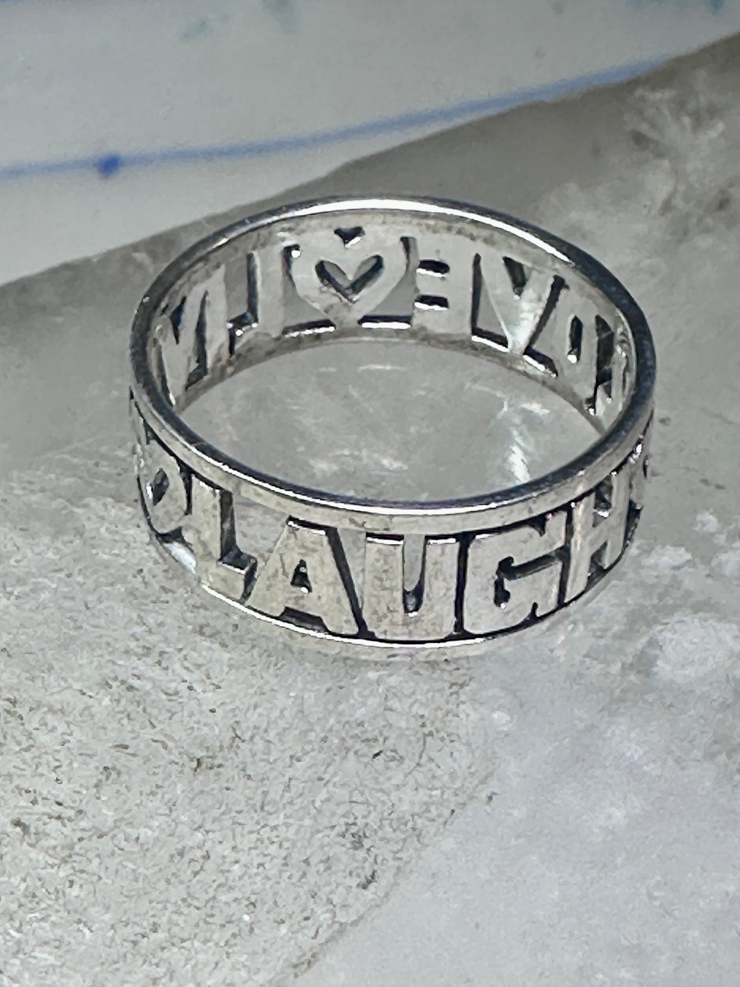Love Laugh Live Ring Vintage Band size 6.75 sterling silver women girls