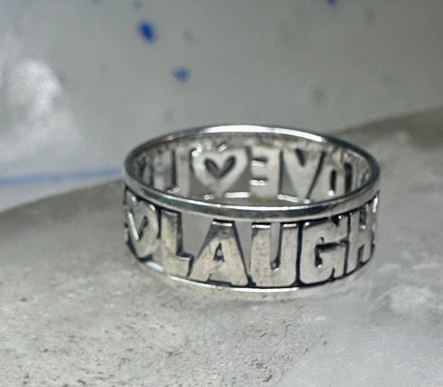 Love Laugh Live Ring Vintage Band size 6.75 sterling silver women girls