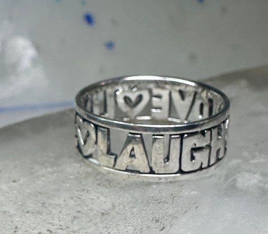 Love Laugh Live Ring Vintage Band size 6.75 sterling silver women girls