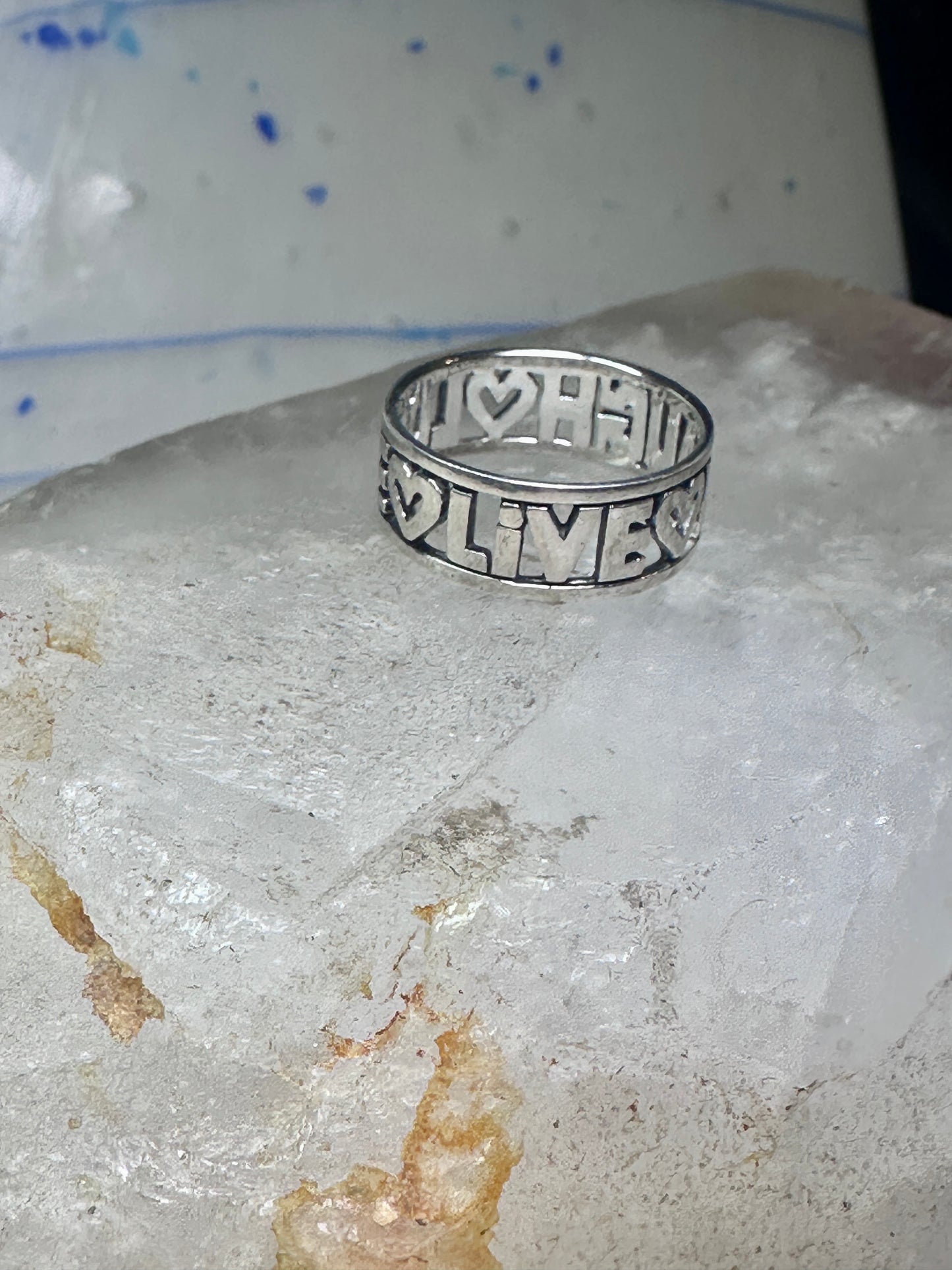 Love Laugh Live Ring Vintage Band size 6.75 sterling silver women girls