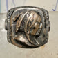 Native American face old ring size 7 sterling silver women men signed sterling hard to read