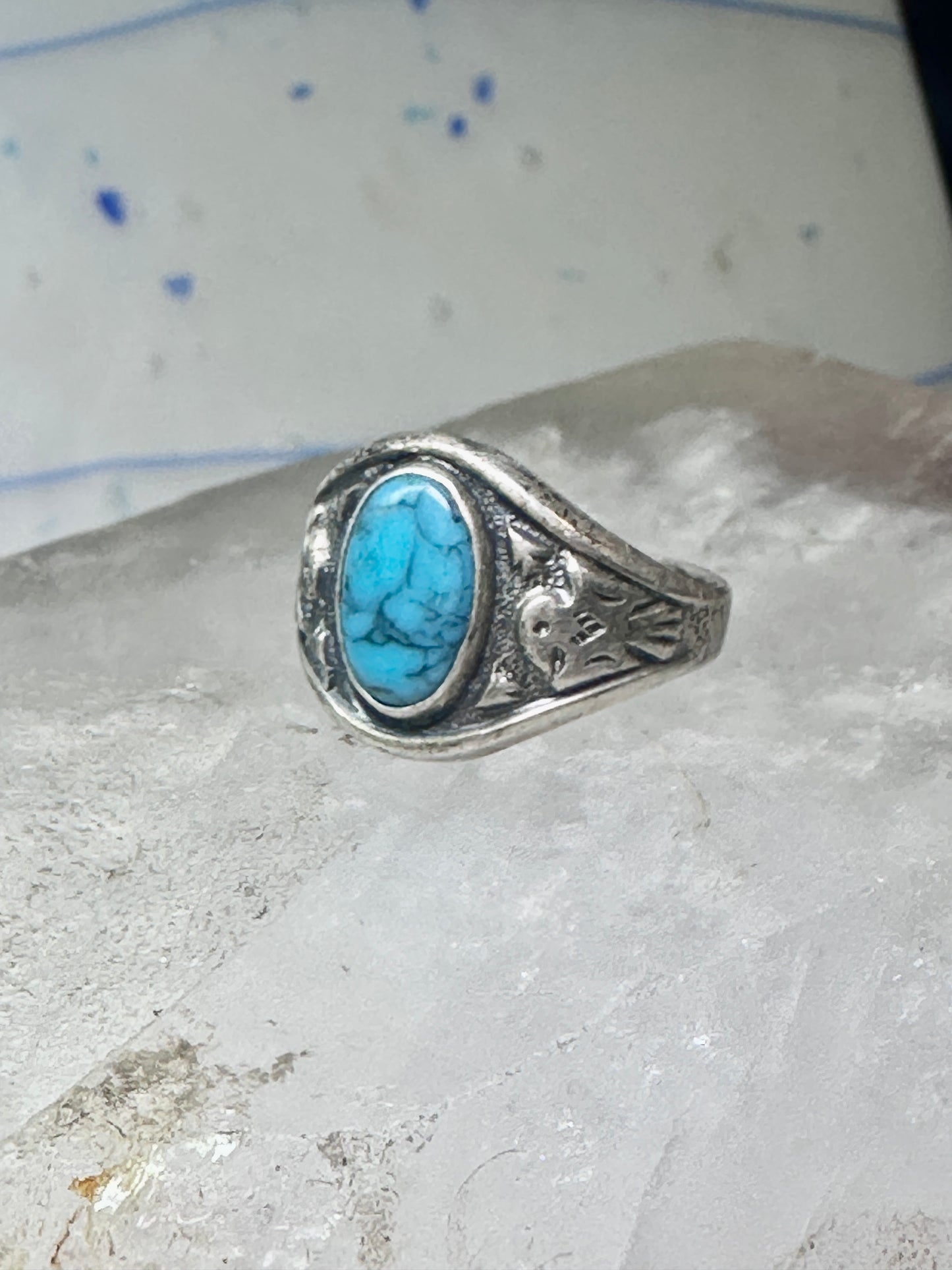 Navajo Phoenix Bell trading Ring Turquoise Band size 5.75 sterling silver women girls