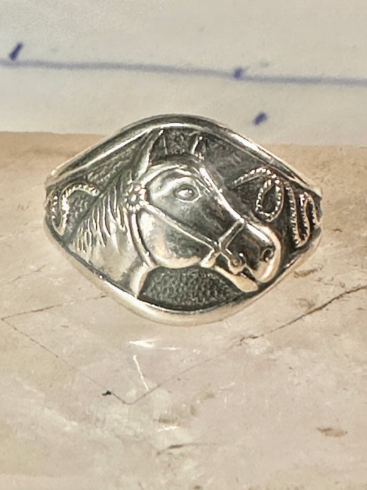 Horse ring size 6.75 cowgirl band by Bell sterling silver women