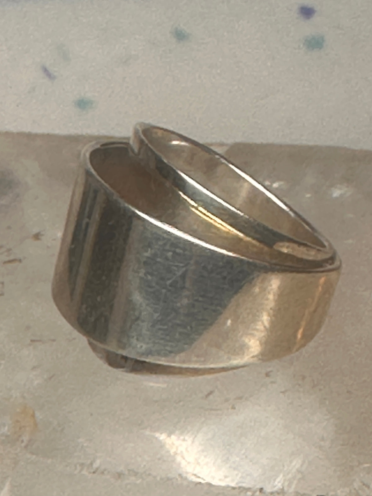 Vintage Mexico Sterling Silver Modernist Bypass Ribbon Wrap Ring Size 6.75 11.9g 925