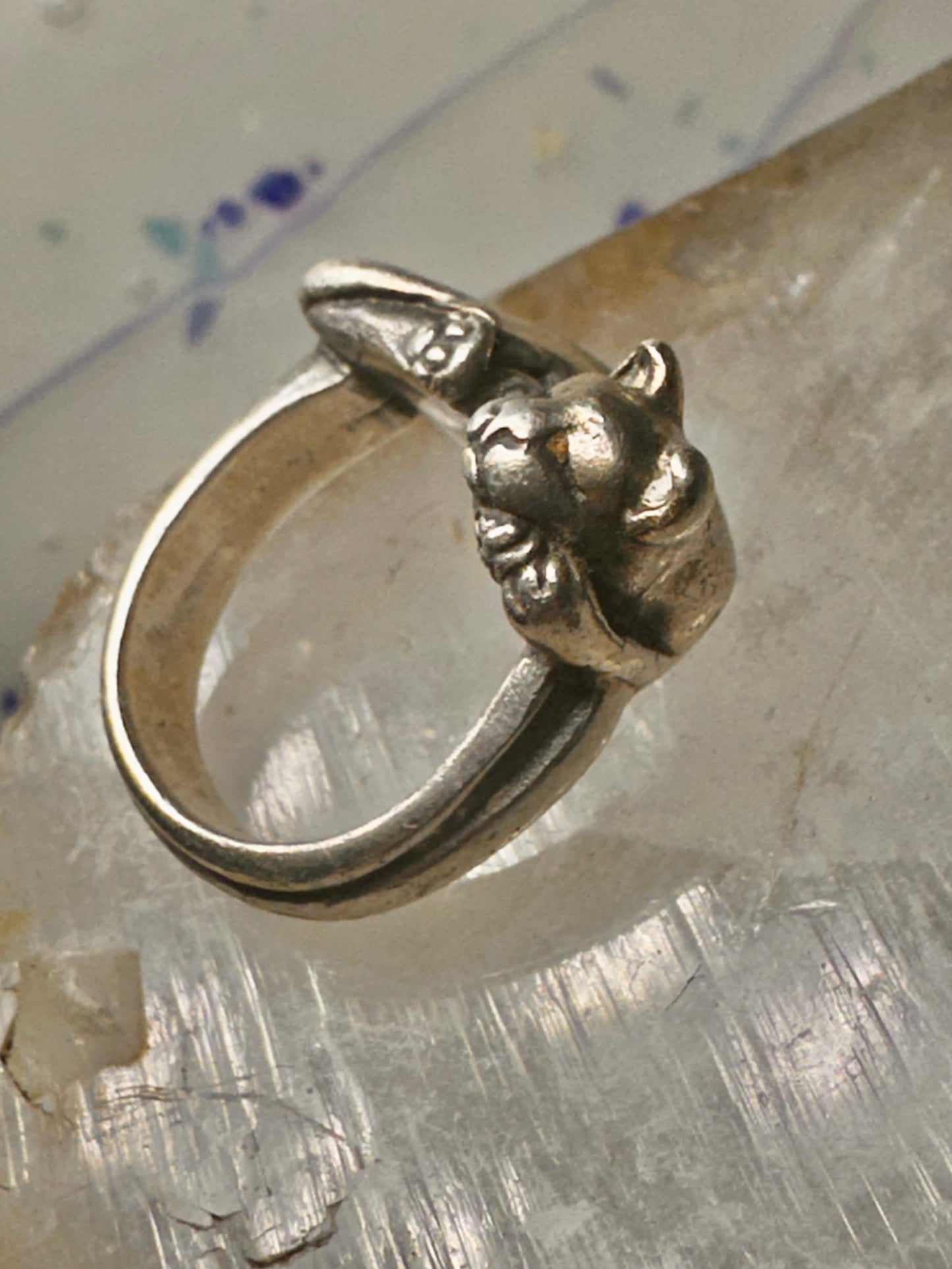 James Yesberger cat ring sleeping kitten band Size 5.75 sterling silver women