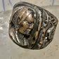 Native American face old ring size 7 sterling silver women men signed sterling hard to read