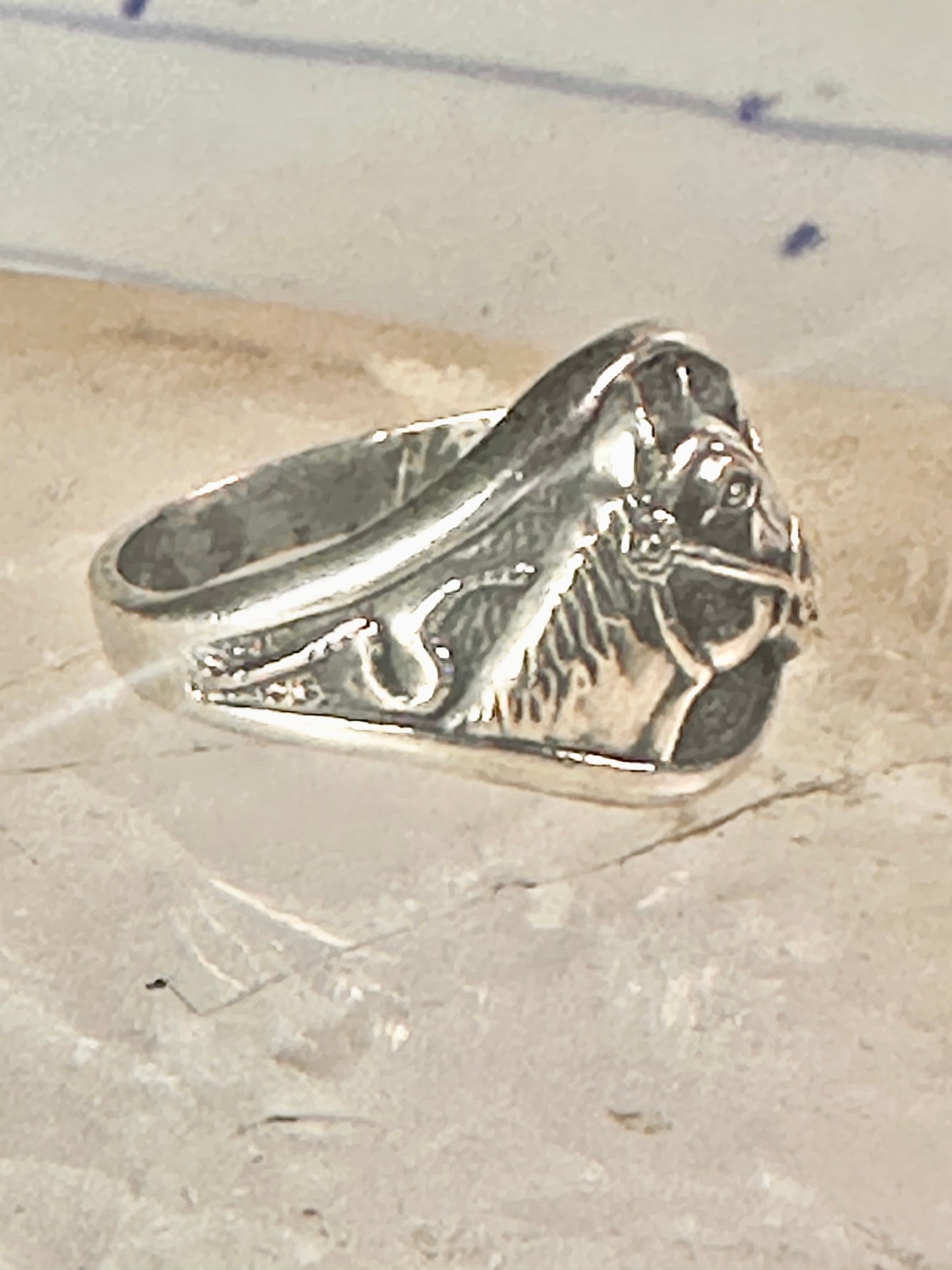 Horse ring size 6.75 cowgirl band by Bell sterling silver women