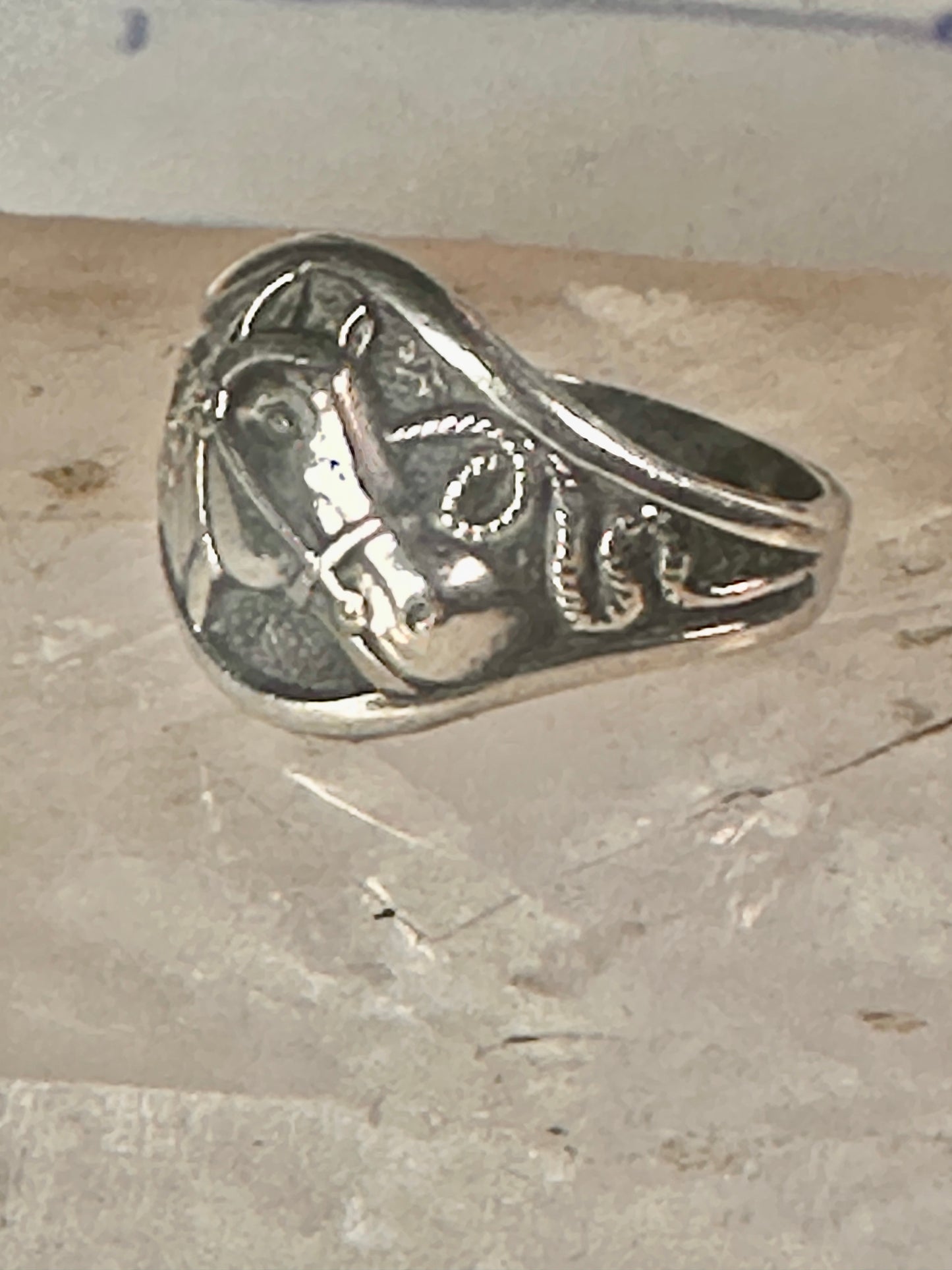 Horse ring size 6.75 cowgirl band by Bell sterling silver women