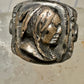 Native American face old ring size 7 sterling silver women men signed sterling hard to read