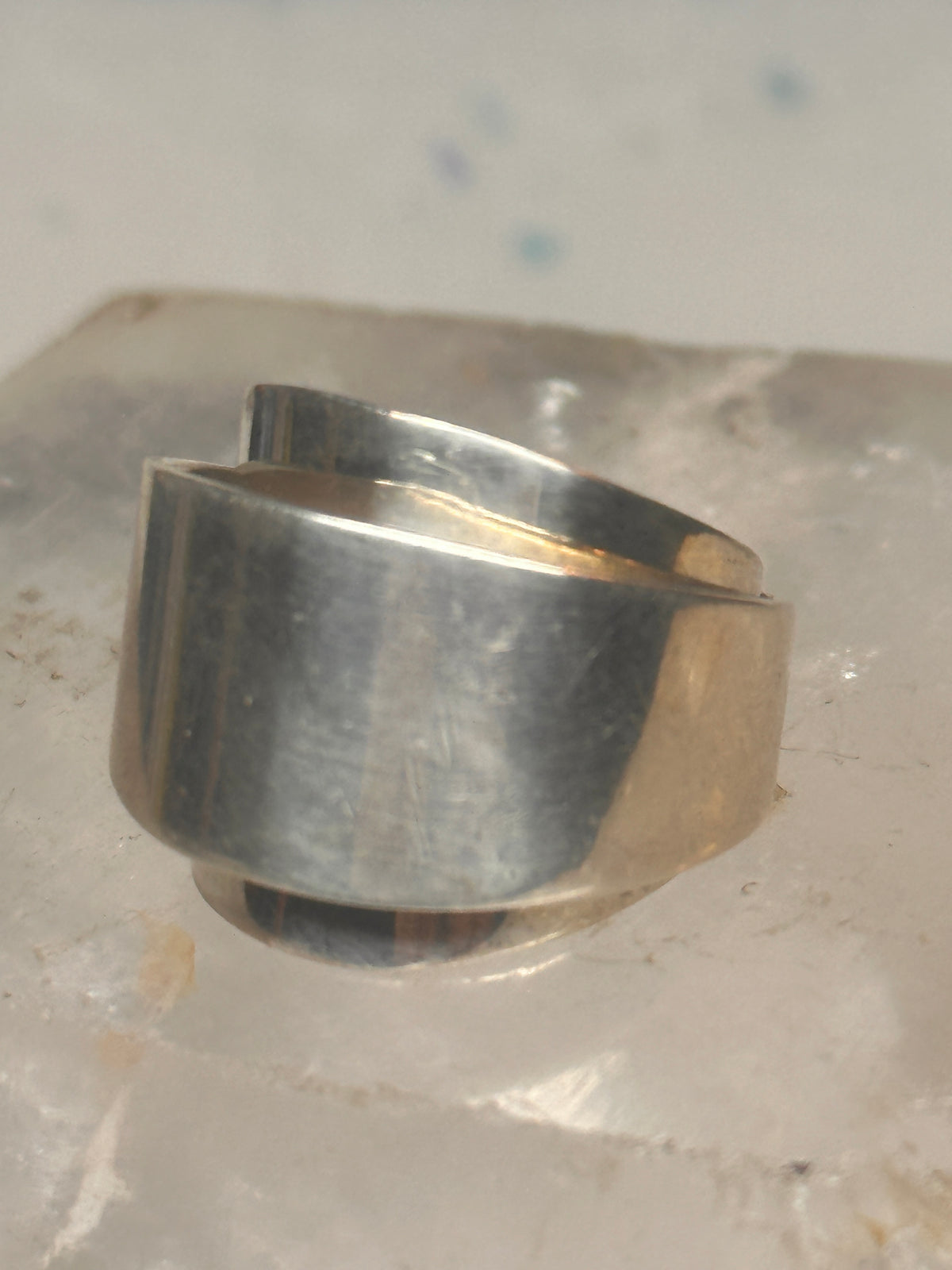 Vintage Mexico Sterling Silver Modernist Bypass Ribbon Wrap Ring Size 6.75 11.9g 925