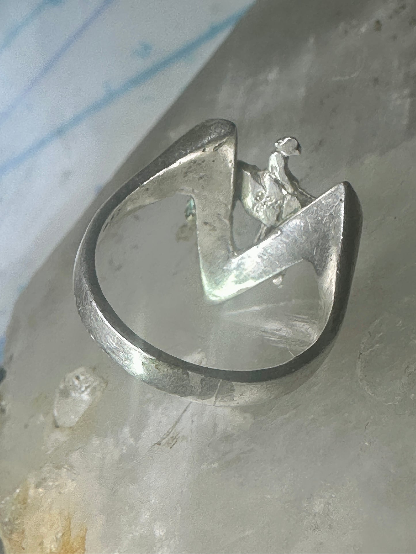 Cowboy ring horse w rider on V band Victory size 6.50 sterling silver women girls