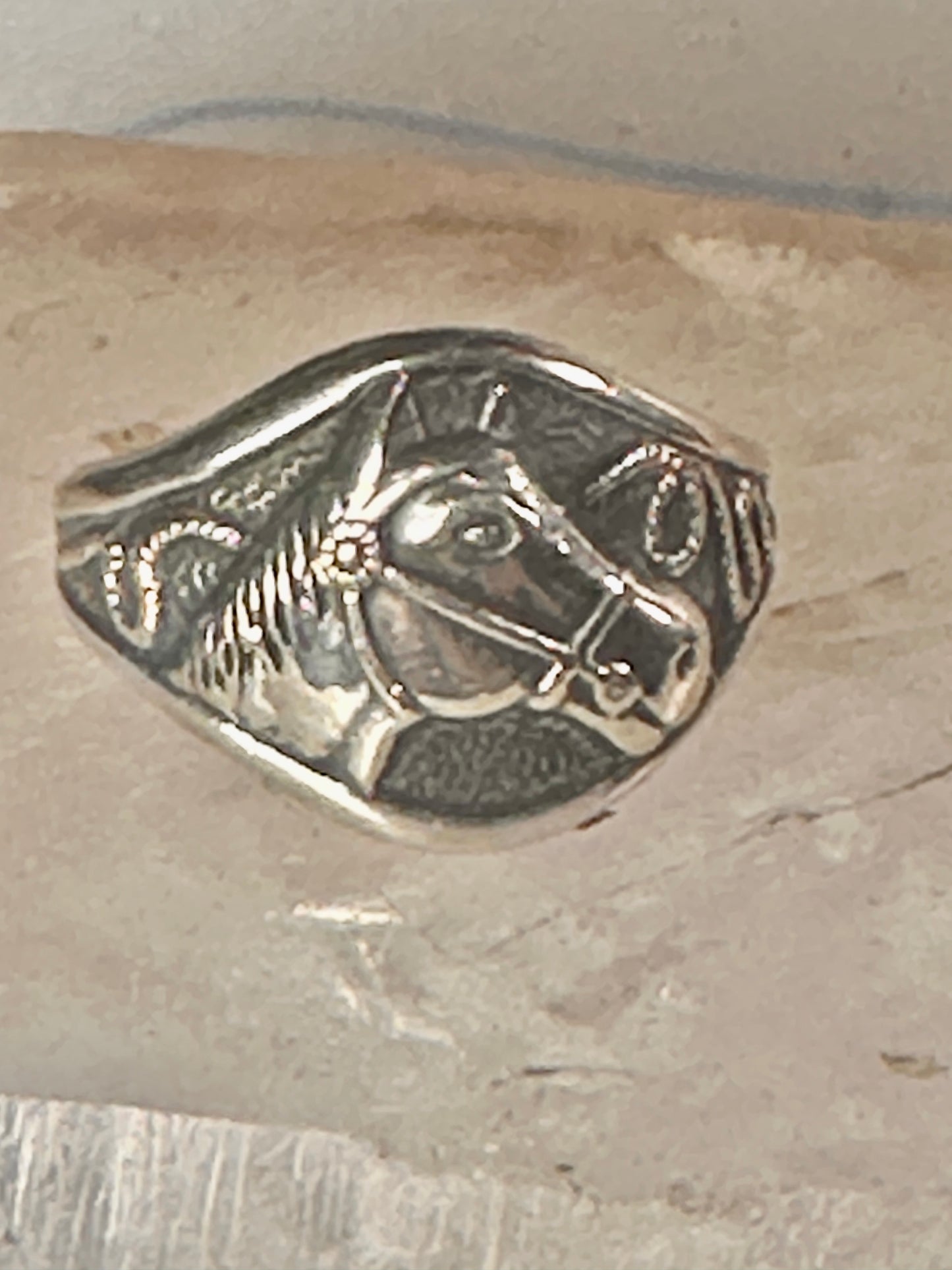 Horse ring size 6.75 cowgirl band by Bell sterling silver women