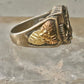 Black Hills Gold ring eagle leaves onyx band Size 10.2 sterling silver women men