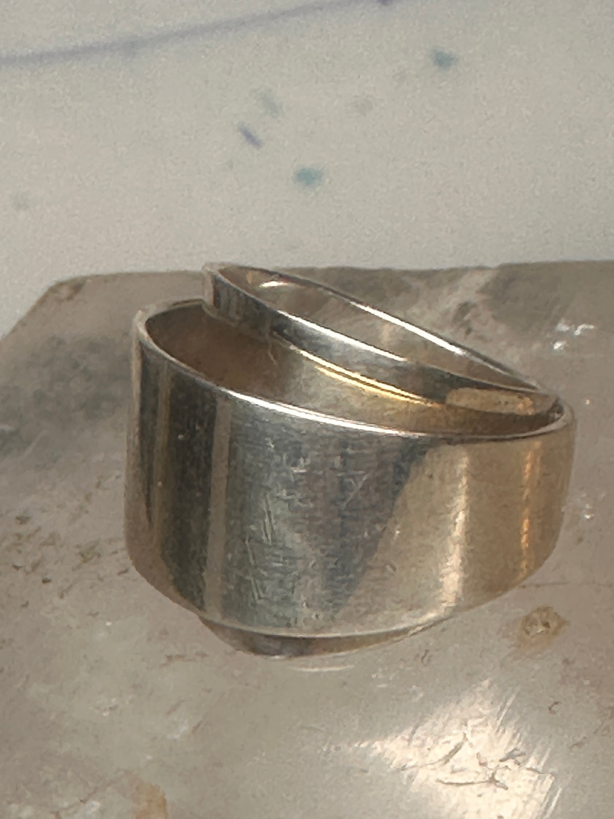 Vintage Mexico Sterling Silver Modernist Bypass Ribbon Wrap Ring Size 6.75 11.9g 925