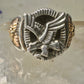 Black Hills Gold ring eagle leaves onyx band Size 10.2 sterling silver women men