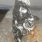 Vintage Sterling Silver Flowing Hair Art Nouveau Lady Face Ring Size 6.75 11.9g 925