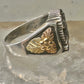 Black Hills Gold ring eagle leaves onyx band Size 10.2 sterling silver women men