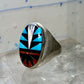 Zuni ring size 10.25 turquoise coral mop onyx sterling silver men women
