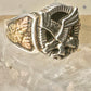 Black Hills Gold ring eagle leaves onyx band Size 10.2 sterling silver women men