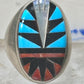 Zuni ring size 10.25 turquoise coral mop onyx sterling silver men women