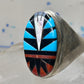Zuni ring size 10.25 turquoise coral mop onyx sterling silver men women