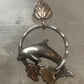 Vintage Black Hills Gold Sterling Silver 12K Tri Color Dolphin Hoop Pendant 925