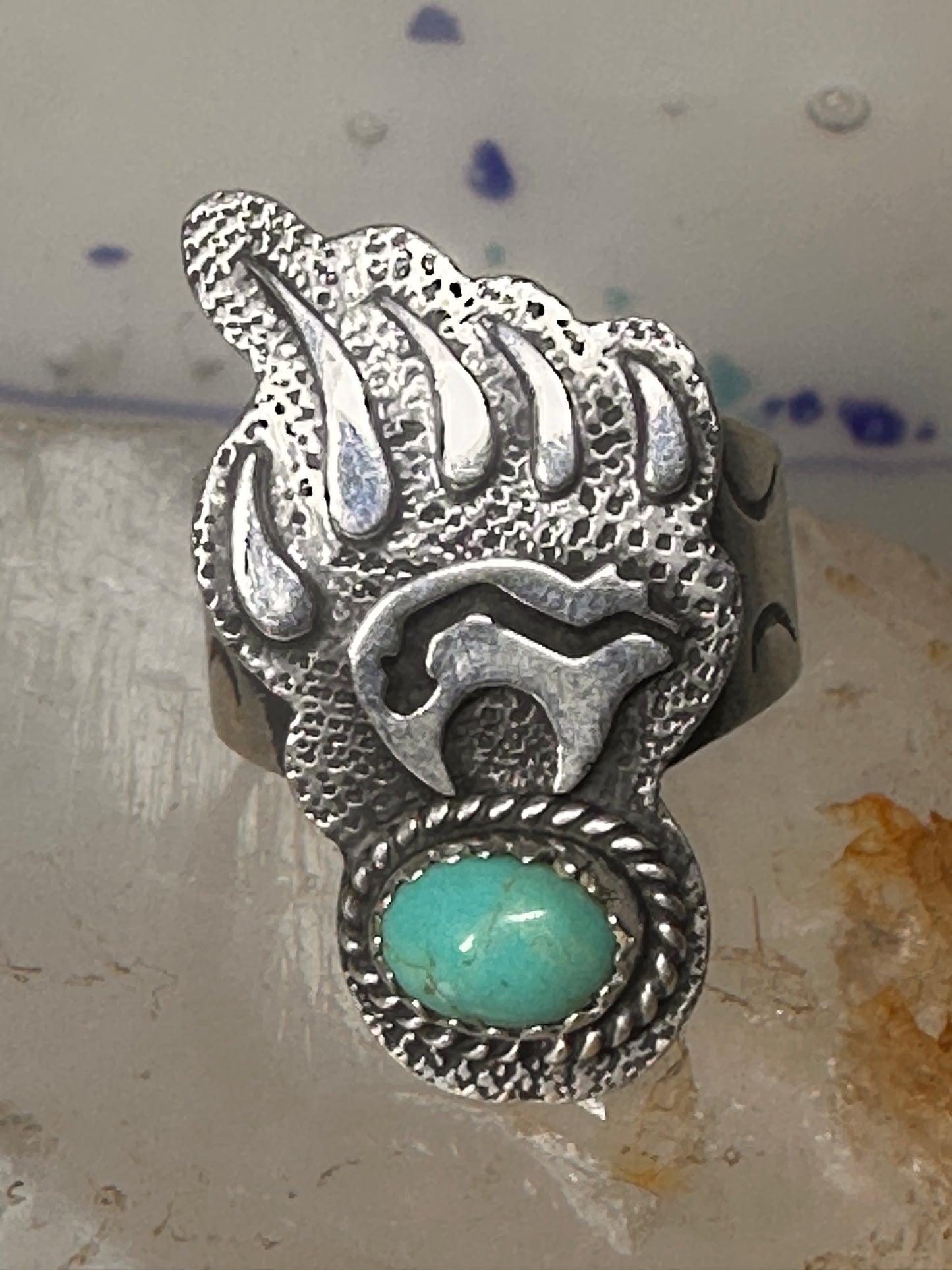 Bear ring Footprint track Navajo Running Bear band figurative size 6.50 sterling silver women men