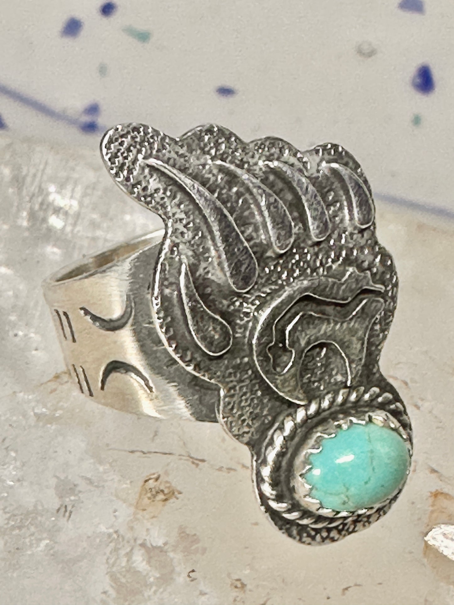 Bear ring Footprint track Navajo Running Bear band figurative size 6.50 sterling silver women men