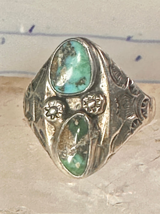 Navajo ring turquoise stampings size 14 sterling silver women men