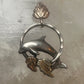 Vintage Black Hills Gold Sterling Silver 12K Tri Color Dolphin Hoop Pendant 925