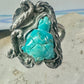 OLD Vintage Carved Turtle ring Navajo turquoise size 9.75 sterling silver women girls