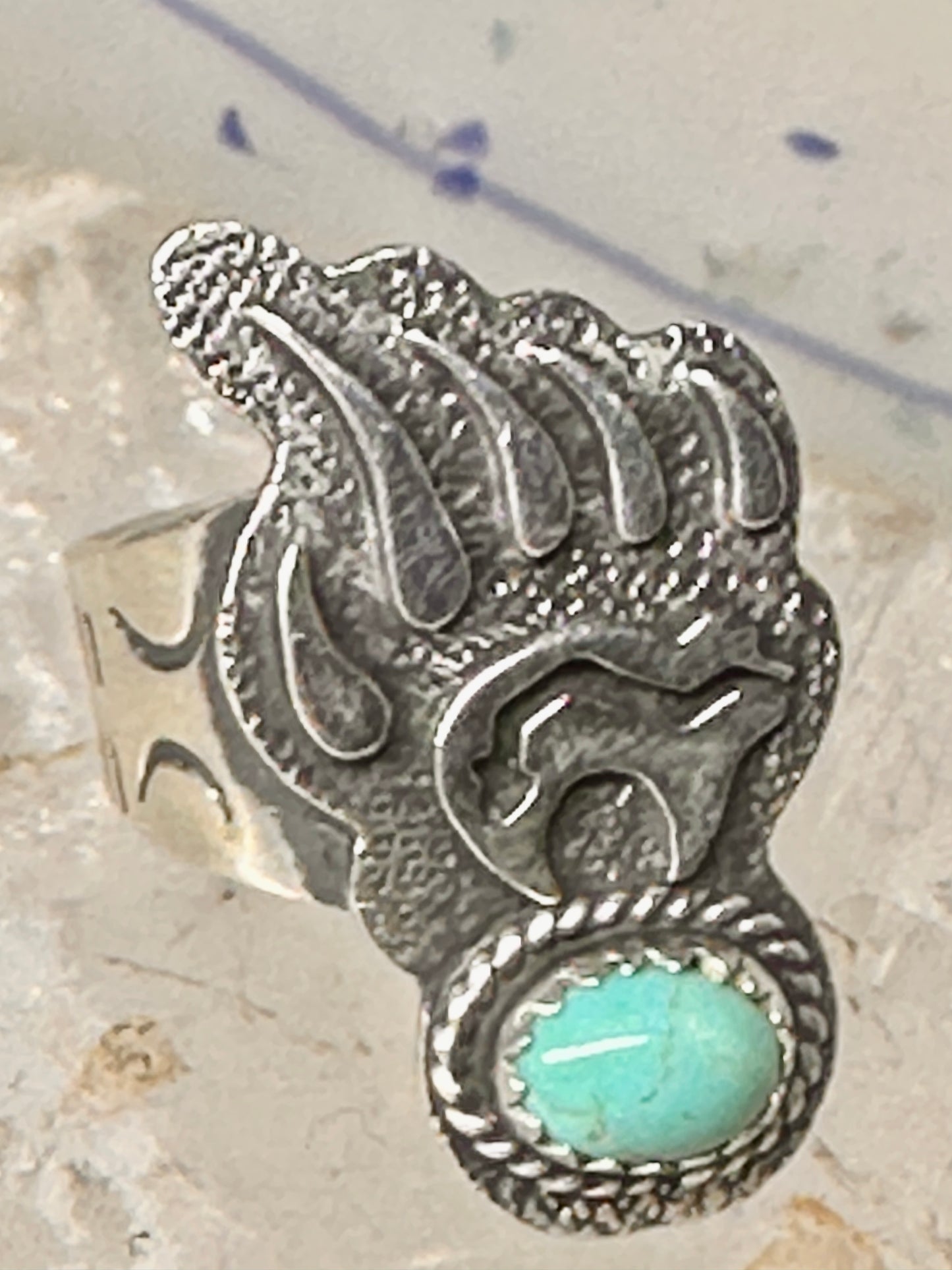 Bear ring Footprint track Navajo Running Bear band figurative size 6.50 sterling silver women men