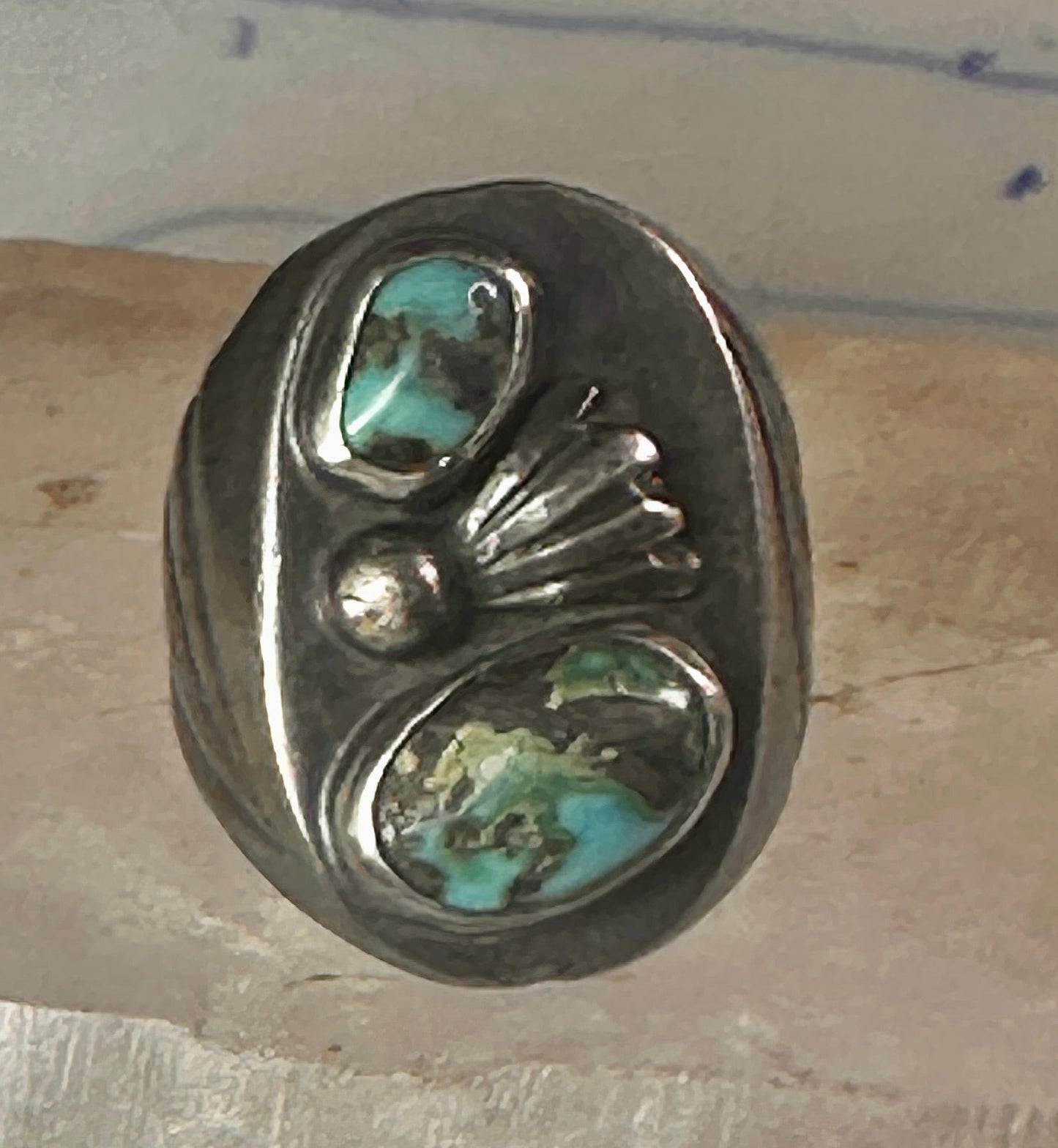 Navajo ring turquoise size 9.50 band sterling silver women men