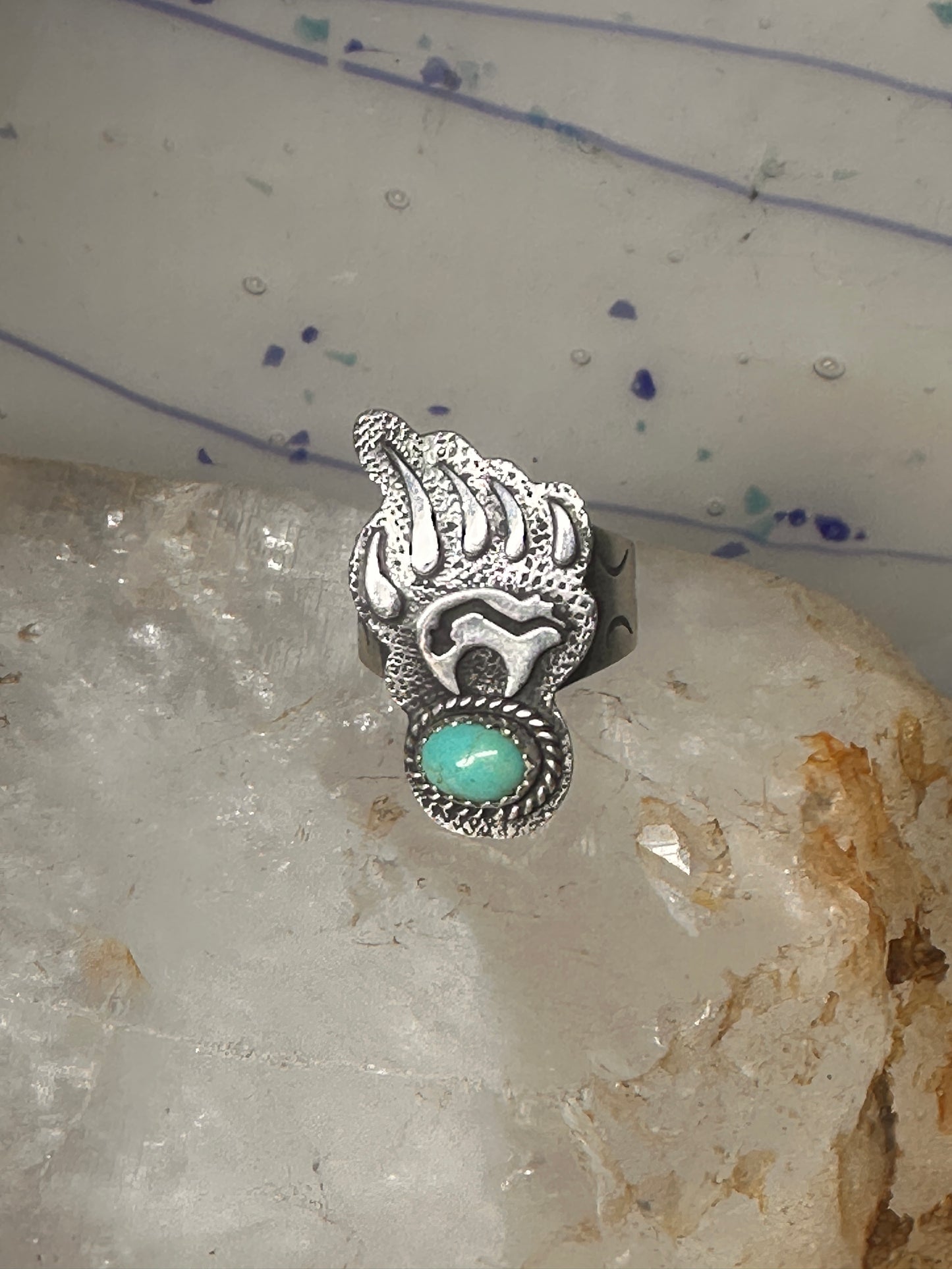 Bear ring Footprint track Navajo Running Bear band figurative size 6.50 sterling silver women men