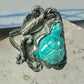 OLD Vintage Carved Turtle ring Navajo turquoise size 9.75 sterling silver women girls