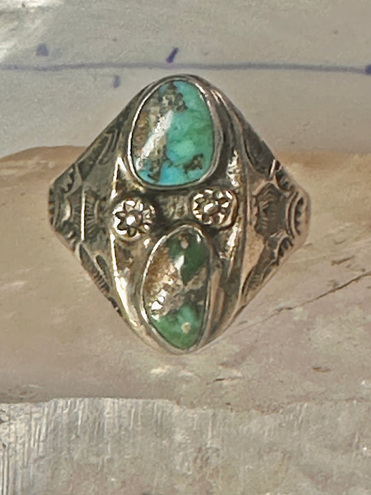 Navajo ring turquoise stampings size 14 sterling silver women men