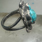 OLD Vintage Carved Turtle ring Navajo turquoise size 9.75 sterling silver women girls