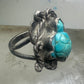 OLD Vintage Carved Turtle ring Navajo turquoise size 9.75 sterling silver women girls