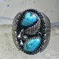 Navajo Turquoise Ring leaves feathers band size10.7 sterling silver women men signed J TSO