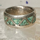 Zuni ring turquoise chips wedding band size 6 sterling silver women men