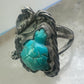 OLD Vintage Carved Turtle ring Navajo turquoise size 9.75 sterling silver women girls