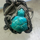 OLD Vintage Carved Turtle ring Navajo turquoise size 9.75 sterling silver women girls